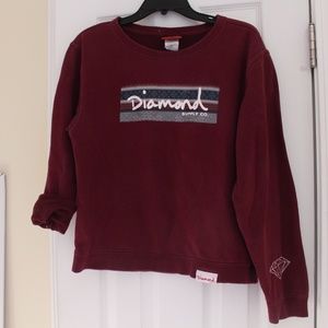 DIAMOND SUPPLY CO WOMENS MEDIUM MAROON CREWNECK
